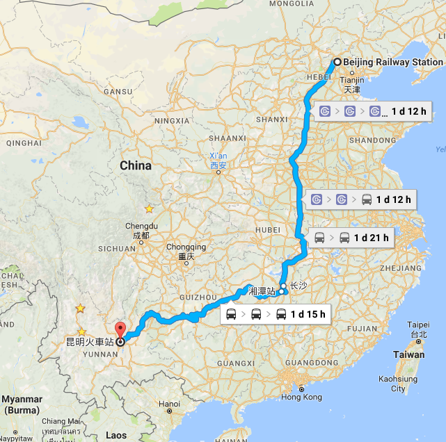 The-Train-Map-from-Beijing-to-Kunming