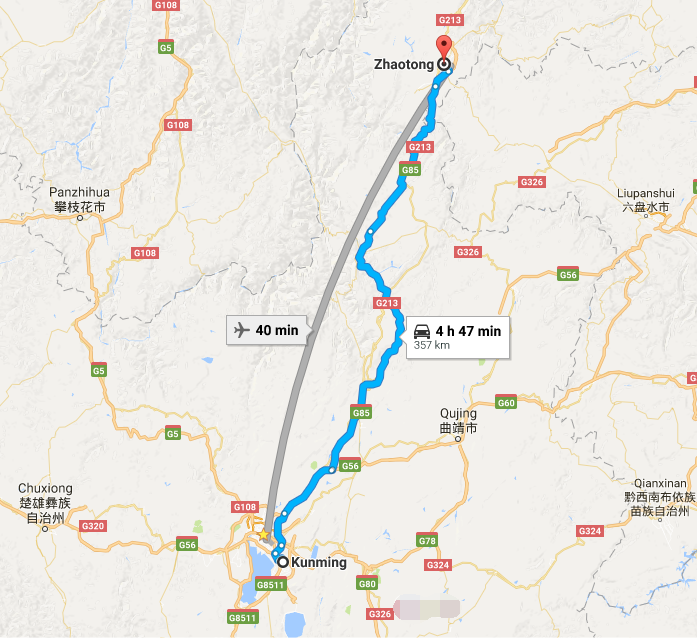 The-tour-route-from-Kunming-to-Zhaotong
