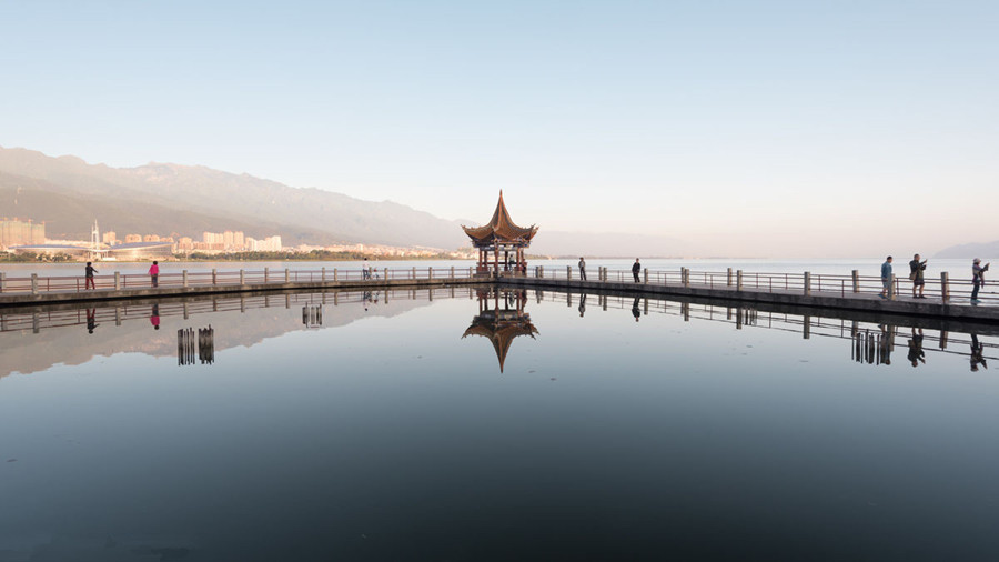 Haixin Pavillion of Erhai Lake in Dali City