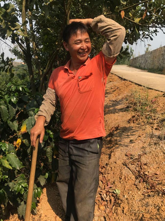 Zhao Jadong, a coffee farmer in Mangshi of Dehong, Yunnan province