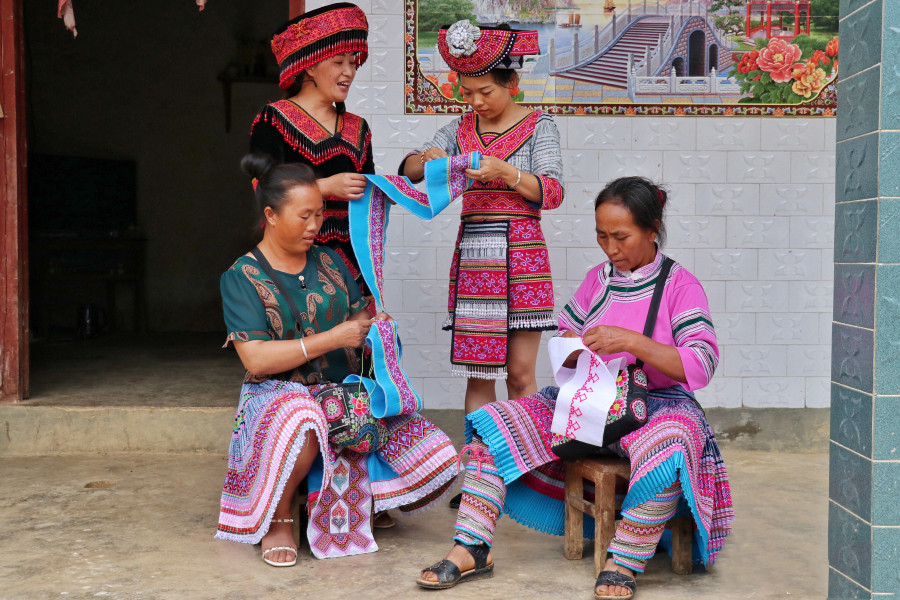 Local females of different ages are adept at embroidery